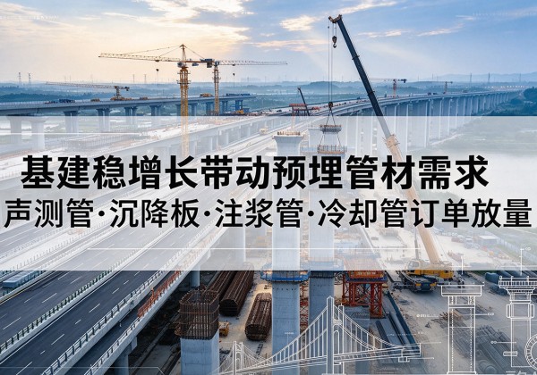 顺义区基建稳增长带动预埋监测管材需求，声测管、沉降板、注浆管订单持续放量